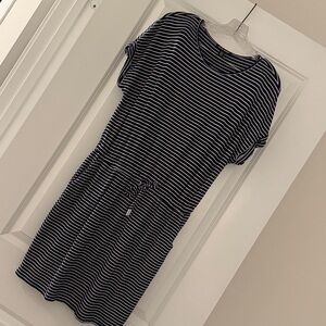 Hilary Radley Navy and White Striped dress